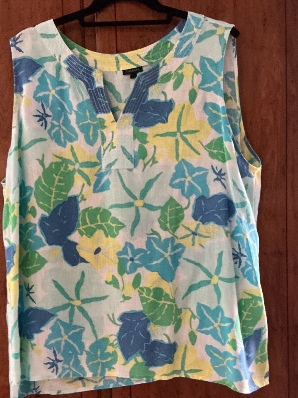 Talbots Sleeveless Floral Tunic in Blue, Green & Yellow